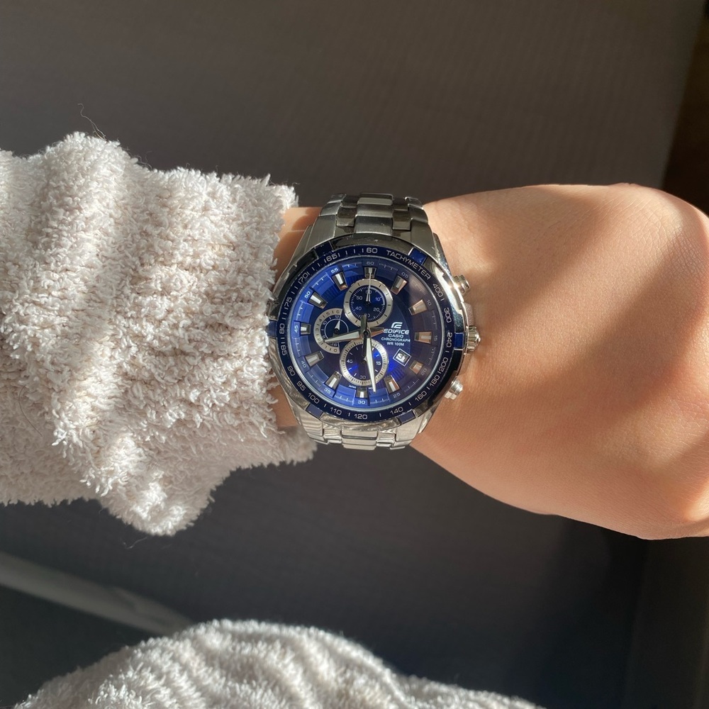 Silver and Blue Mens Casio Edifice Watch